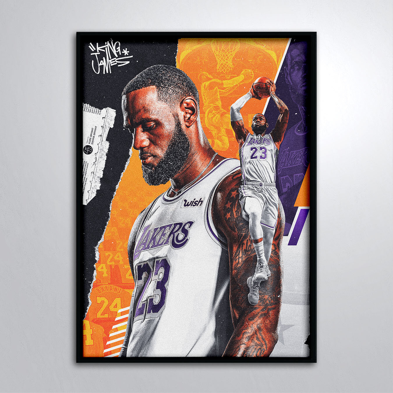 Постер в раме/Картина на стену/Баскетбол NBA Леброн Джеймс НБА «Лос-Анджелес Лейкерс» Мяч LeBron James