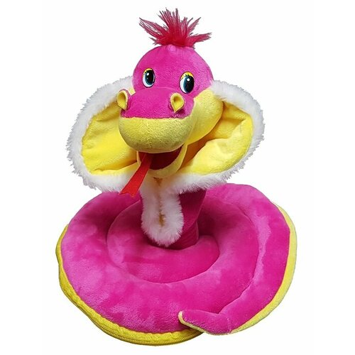 Мягкая игрушка-конфетница для подарков и конфет Новогодняя упаковка 1000 г Кобра розовая Символ 2025 г 750₽