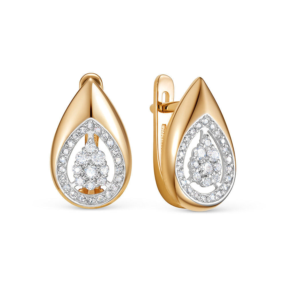 Серьги Vesna, красное золото, 585 проба, бриллиант