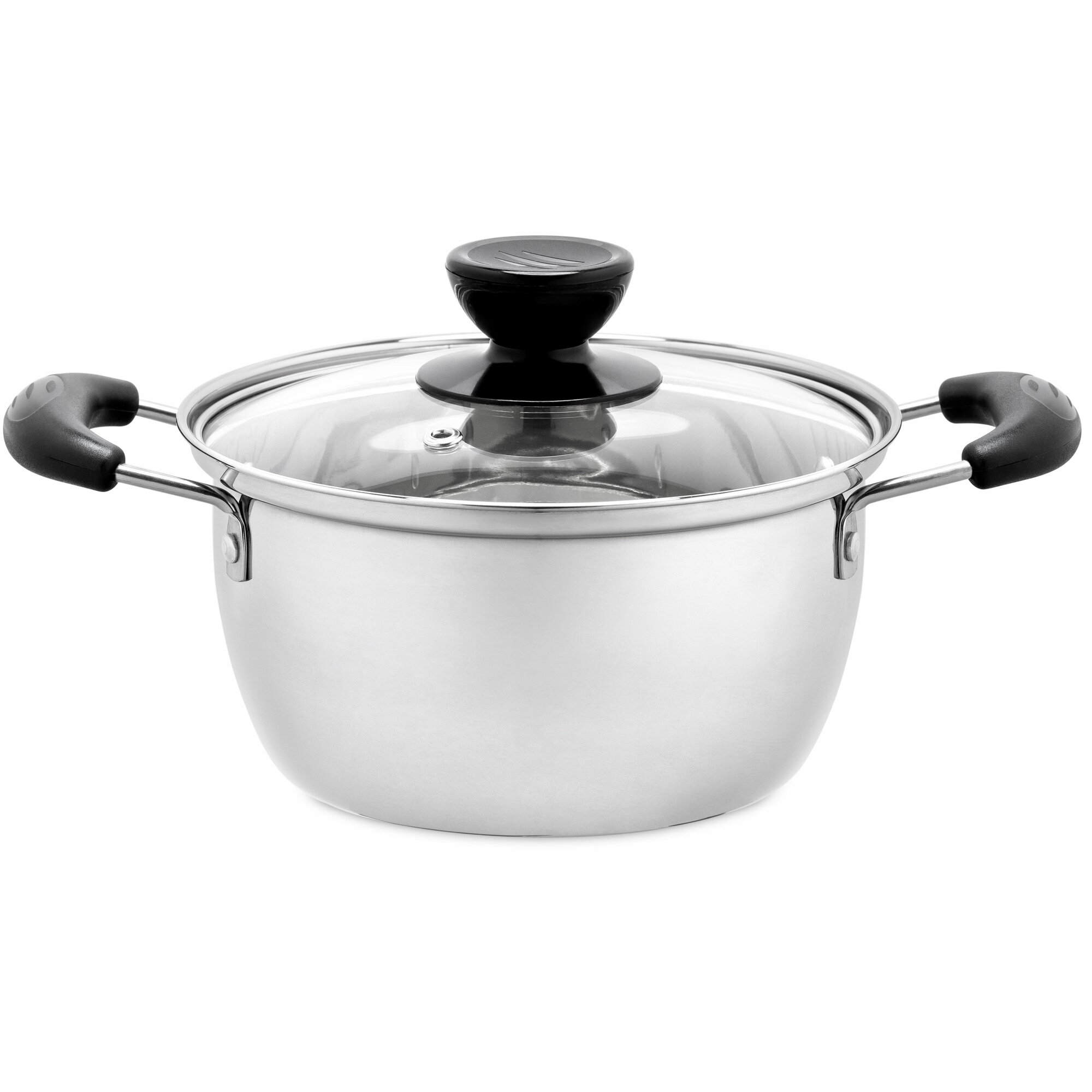 Кастрюля из нержавеющей стали с крышкой , объемом 2,8 литра хром