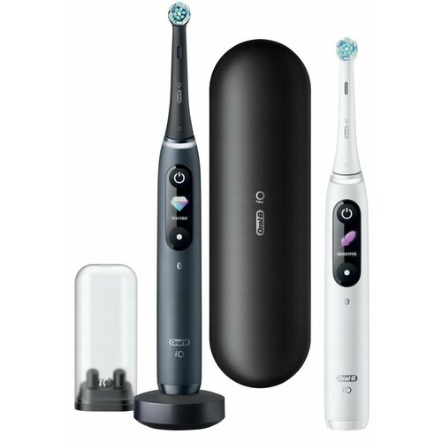 Oral - B магнитная зубная щетка iO Series 8 Duo 2 шт. Белый Алебастр / Черный Оникс черный, черный, белый
