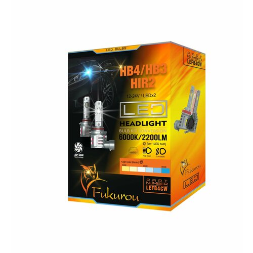 Fukurou Светодиодная лампа HB4/HB3/HIR2 LED 12-24V 6000K 2шт LEFB4CW
