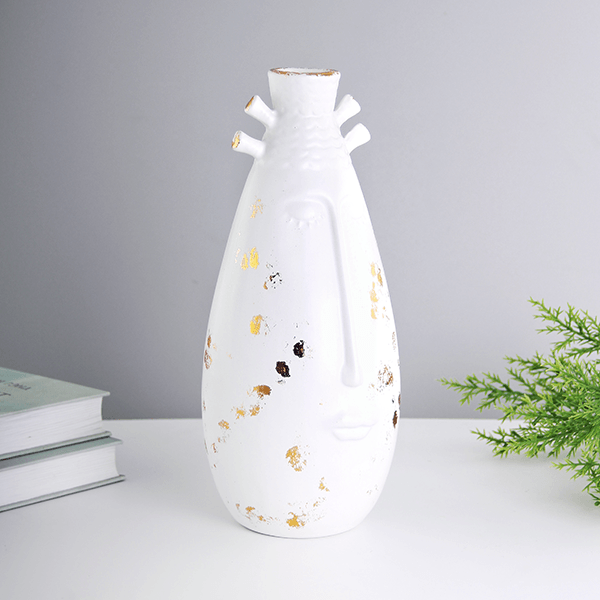 Ваза Лик девы Этно 26 см белая с золотом