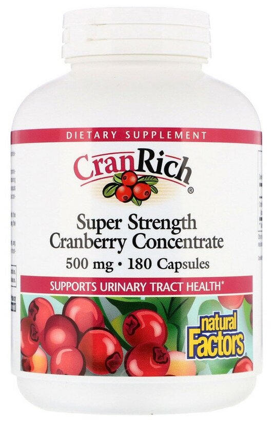Natural Factors CranRich Super Strength Cranberry Concentrate (концентрат клюквы) 500 мг 180 капсул