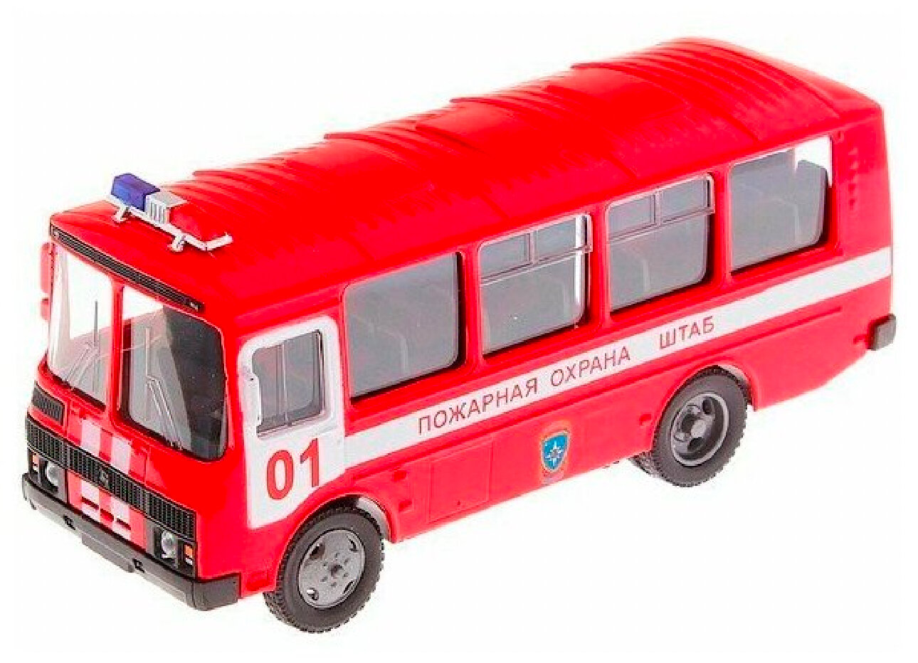 Автобус ТЕХНОПАРК ПАЗ-3205 пожарная 1:50, 14 см, красный