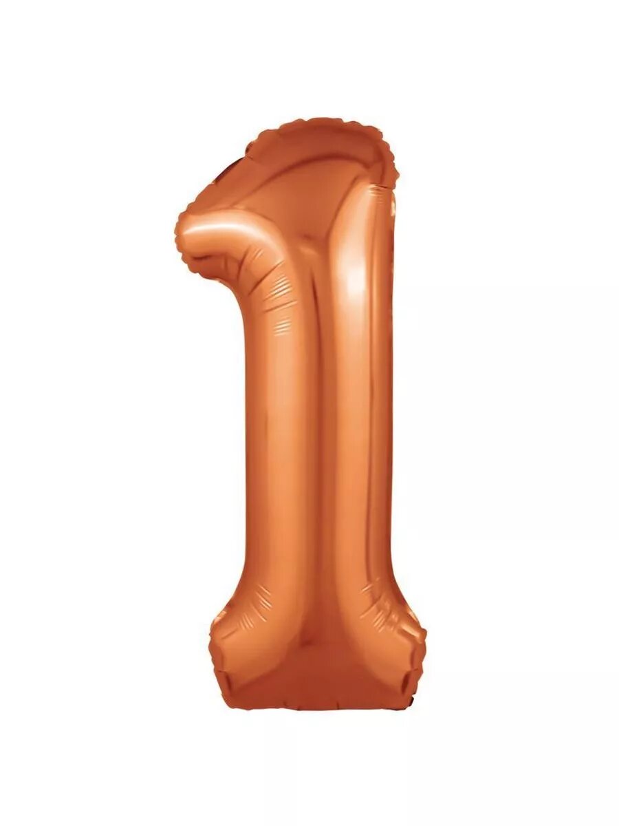 Шар фольгированный цифра 1 Папайя Slim (40"/102 см) / AGURA, Россия