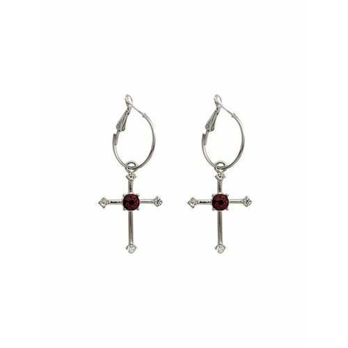 фото Серьги пусеты, красный, бордовый, серебряный be self true jewel