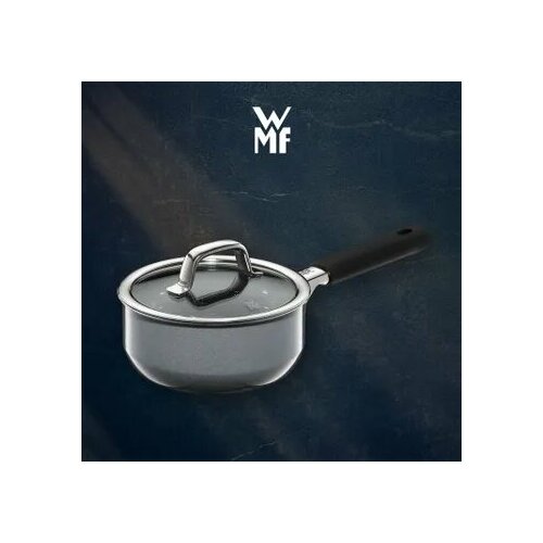 фото Кухонный ковш с крышкой wmf fusiontec mineral platinum, объем 1.3 л, диаметр 16 см, подходит для всех типов плит, сталь по технологии fusiontec