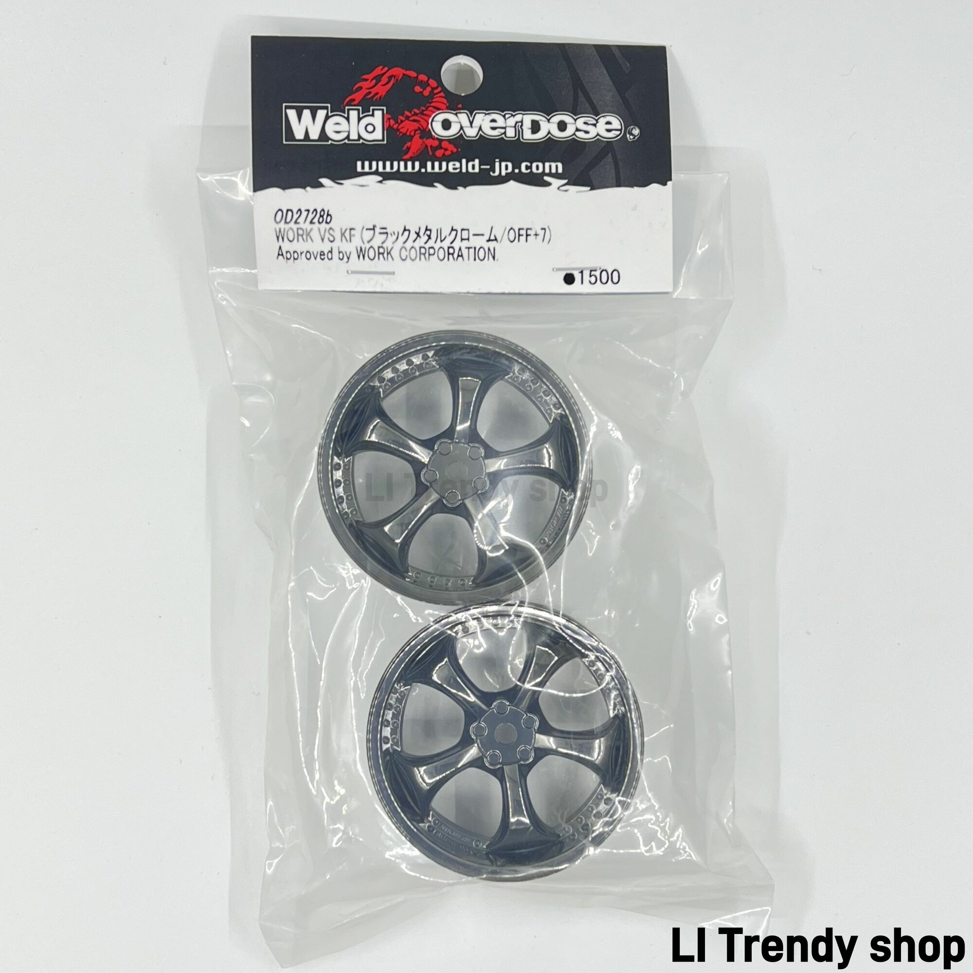 OVERDOSE OD 1/10RC Колеса для дрифтерного автомобиля WORK VS KF +7mm 2Pcs OD2728b Черный металлический Хром