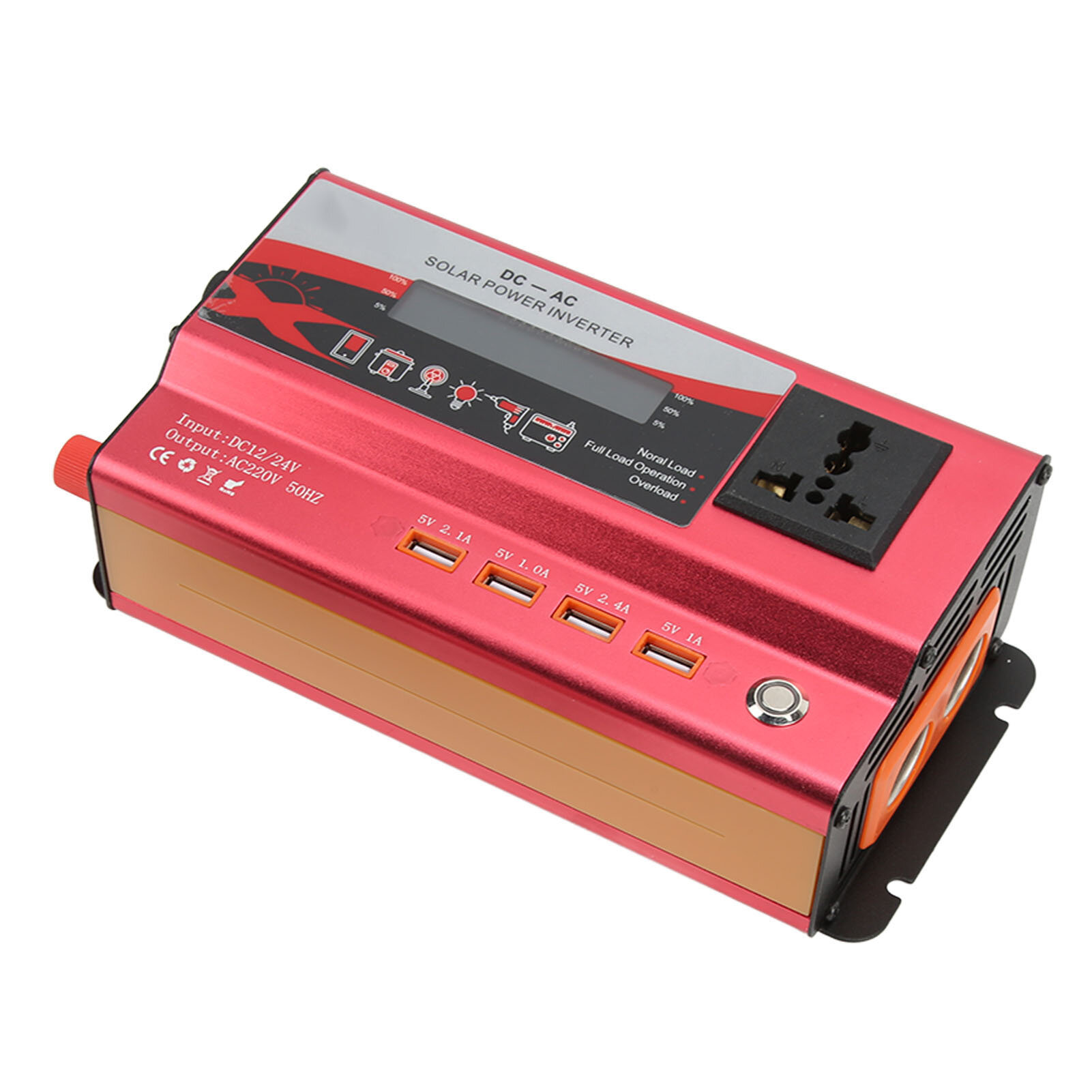 Инвертор мощности 700W 12/24VDC в 220VAC 50HZ с 4 USB портами и ЖК-экраном для экстренных ситуаций