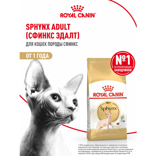 Корм для кошек Royal Canin Sphynx Adult (Сфинкс Эдалт) Корм сухой сбалансированный для взрослых кошек породы Сфинкс,10кг
