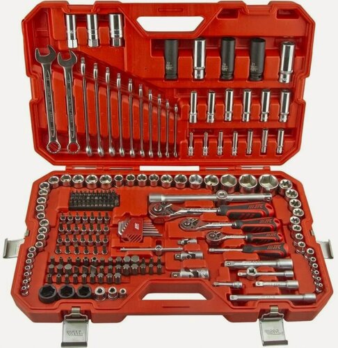Изображение товара Набор инструментов 219 предметов слесарно-монтажный 1/2', 3/8', 1/4' 6-ти гранный кейсе, JTC-H219C
