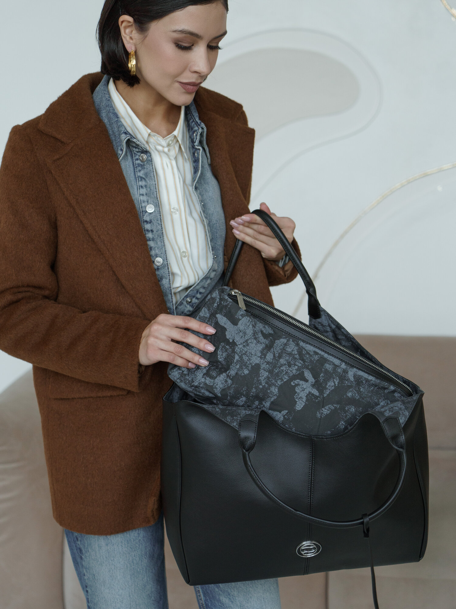 Сумка шоппер Paprika Bag Italy, фактура гладкая, черный — фото 1