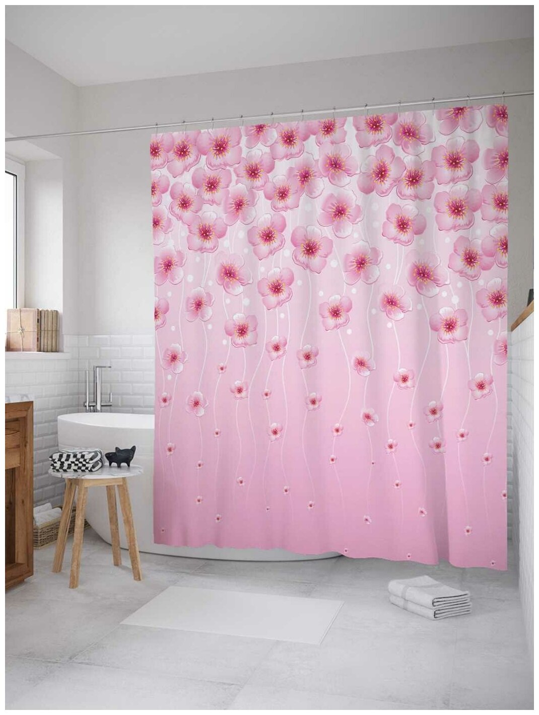 Штора для ванной JoyArty Цветы вишни 180х200 (sc-2045)