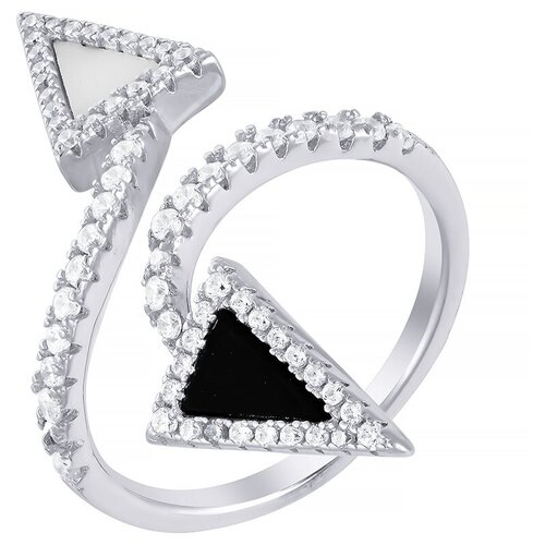 фото Element47 кольцо из серебра 925 пробы с агатом, кубическим цирконием и ониксом wr24670-bw2_ag_ox_001_wg, размер 17.5