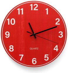 Часы настенные интерьерные с фотопечатью Bright red бесшумные для кухни, гостиной или спальни в подарок 31 см