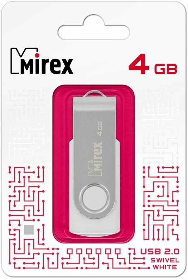 Флешка USB Flash Drive MIREX SWIVEL WHITE 4GB