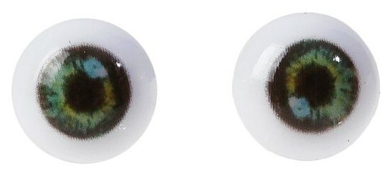 Глаза винтовые с заглушками, набор10 шт, размер 1 шт 1 см, цвет зеленый 4380016
