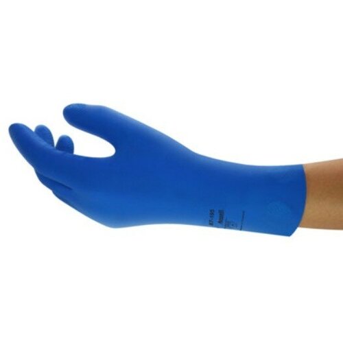 Перчатки латексные с хлопковым напылением Ansell AlphaTec (Альфатек/Версатач) 87-195, цвет: синий, размер L (8.5-9.0), 1 пара