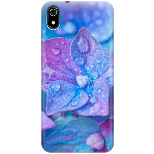 фото Ультратонкий силиконовый чехол-накладка для xiaomi redmi 7a с принтом "голубой цветочек" gosso