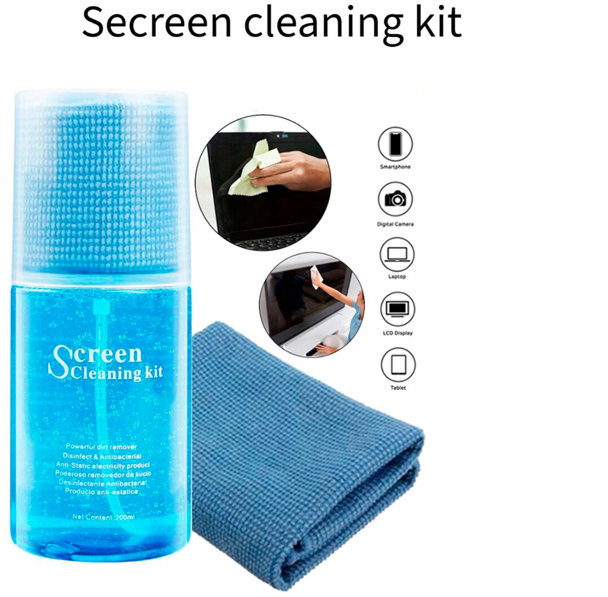 Набор Screen Cleaning Kit для очистки экранов  дисплеев и телевизоров Gel 200 ml. + микрофибра в подарок