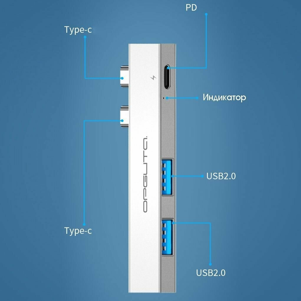 Орбита OT-PCR24 концентратор USB 20 (2*USB+Type-C)