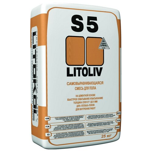 Смесь самовыравнивающаяся для пола на цементной основе Litokol Litoliv S5 (25кг)