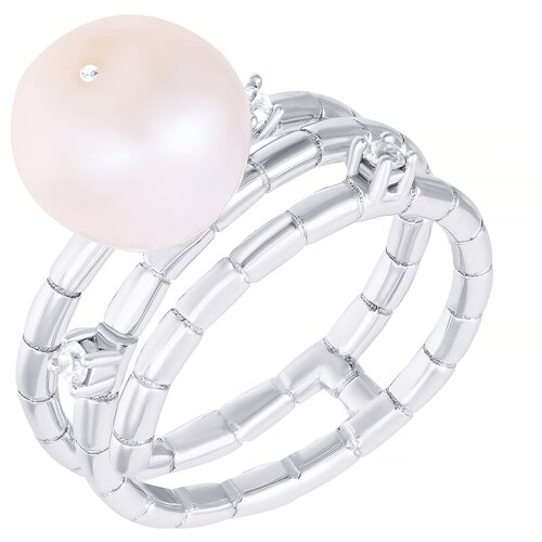фото Element47 широкое ювелирное кольцо из серебра 925 пробы с культивированным жемчугом и кубическим цирконием wr26318-br_wp_001_wg, размер 16.5