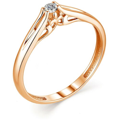 фото Алькор кольцо с 1 бриллиантом из красного золота 13344-100, размер 17