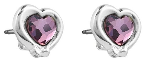 Серьги пусеты Ciclon, кристалл, кристаллы Swarovski, серебряный