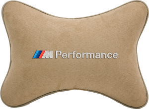 Подушка на подголовник алькантара Beige с логотипом автомобиля BMW M PERFOMANCE
