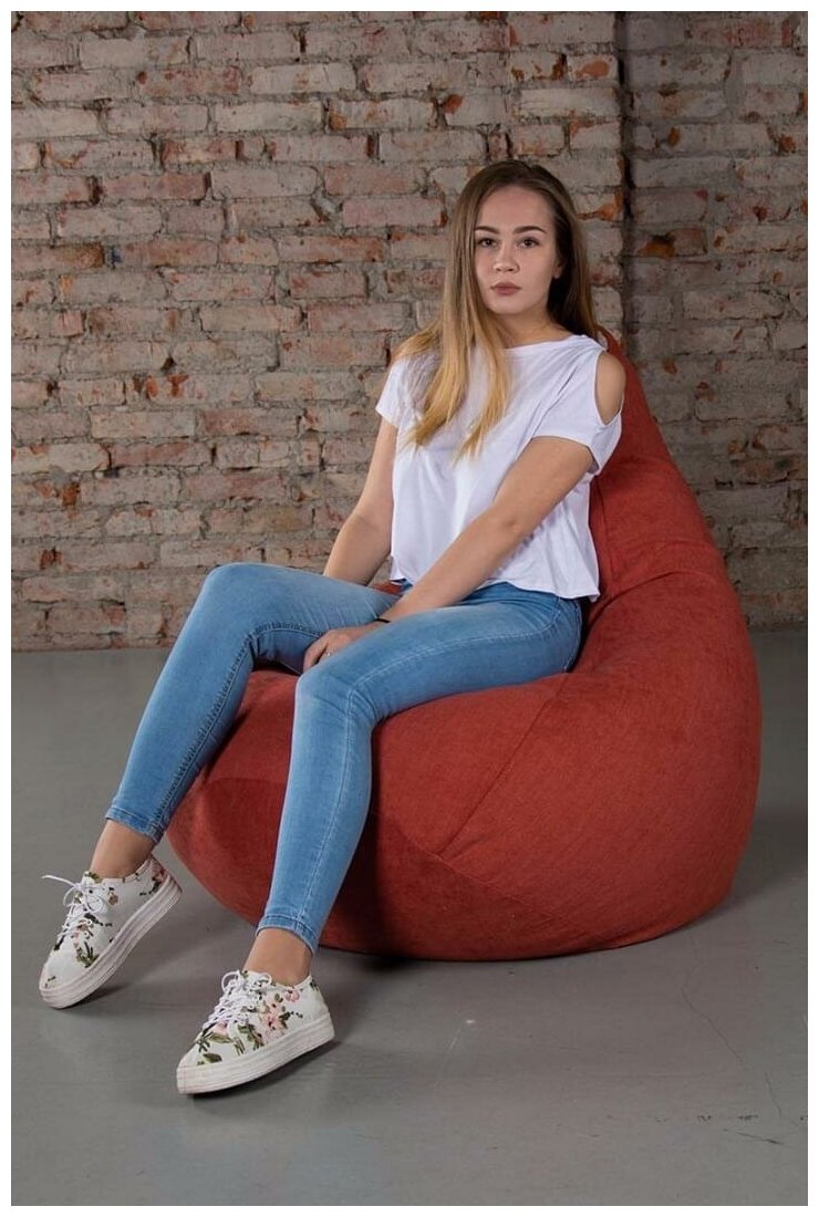 Бескаркасное кресло мешок boss Lounge Red XXL Шенилл - фотография № 3