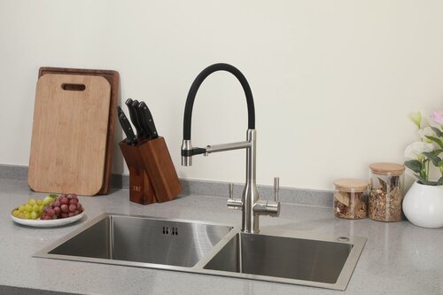 Изображение товара Смеситель для кухни Frap F4398-5 с подключением фильтра, черный/сатин