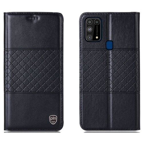 фото Чехол-книжка mypads premium для samsung galaxy m31 sm-m315 (2020) из качественной импортной натуральной кожи с элегантной стеганой прошивкой премиум-класса и магнитной крышкой черный