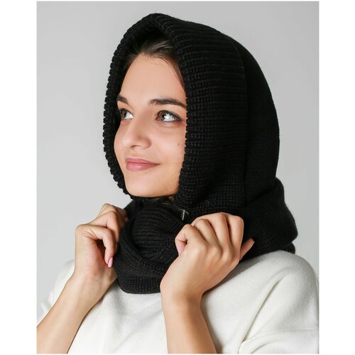 фото The meaning of life / капор женский зимний / капюшон съемный / шапка капор чёрный 58 нет бренда