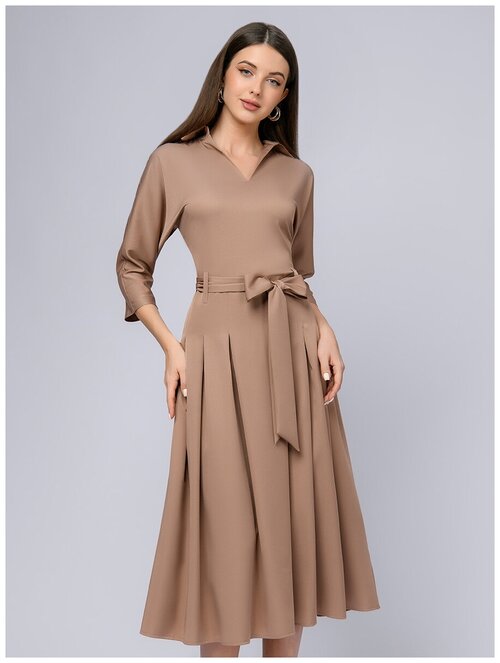 Платье 1001dress, повседневное, миди, размер 46, коричневый