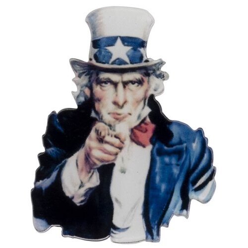 фото Значок бижутерный дядюшка сэм (замок-булавка, разноцветный) 56192 otokodesign