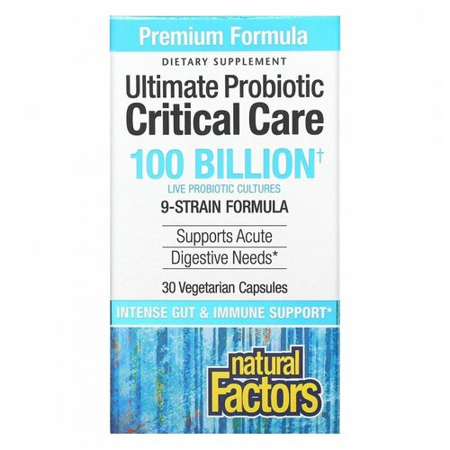 Купить Natural Factors, Ultimate Probiotic Critical Care, пробиотики для лечения критических состояний, 100 миллиардов КОЕ, 30 вегетарианских капсул