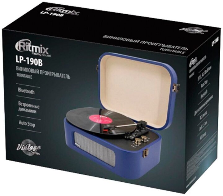 Виниловый проигрыватель Ritmix LP-190B Dark Blue Bluetooth синий