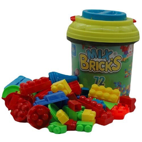 Набор Конструктор в ведёрке для малышей, конструктор детский с фигурками, 72 детали