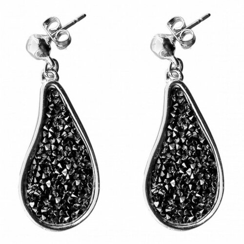 Серьги с подвесками Le Petit Bijou, черный, серебряный