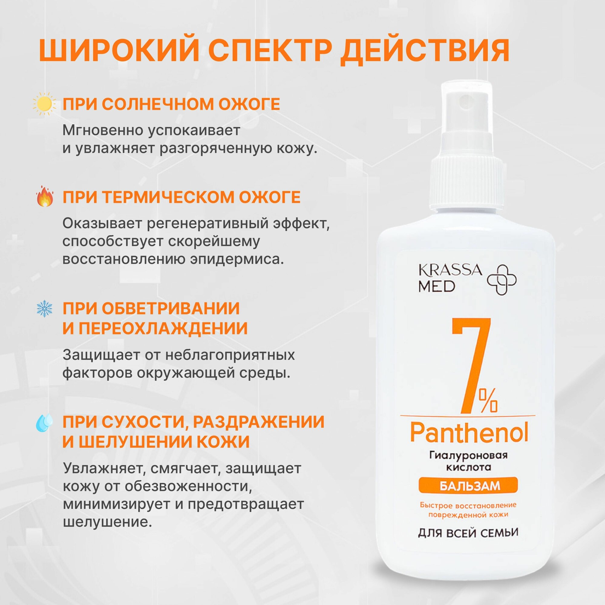 Спрей-Бальзам PANTHENOL 7% с Гиалуроновой Кислотой для всей семьи, 150 мг 9088280