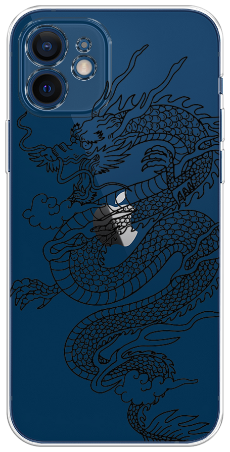 Силиконовый чехол на Apple iPhone 12 mini / Айфон 12 Мини "Большой китайский дракон", прозрачный