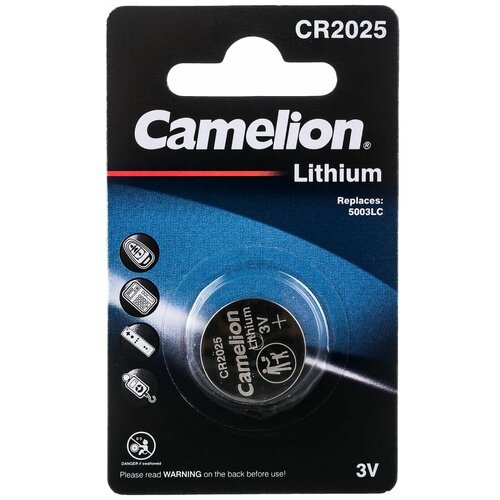 Батарейка литиевая дисковая специальная 3В 1шт Camelion Lithium CR2025-BP1
