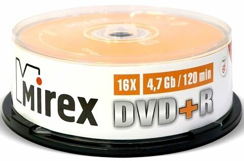 Диск DVD+R Mirex 4.7Gb 16x Cake Box (25шт) (202509)