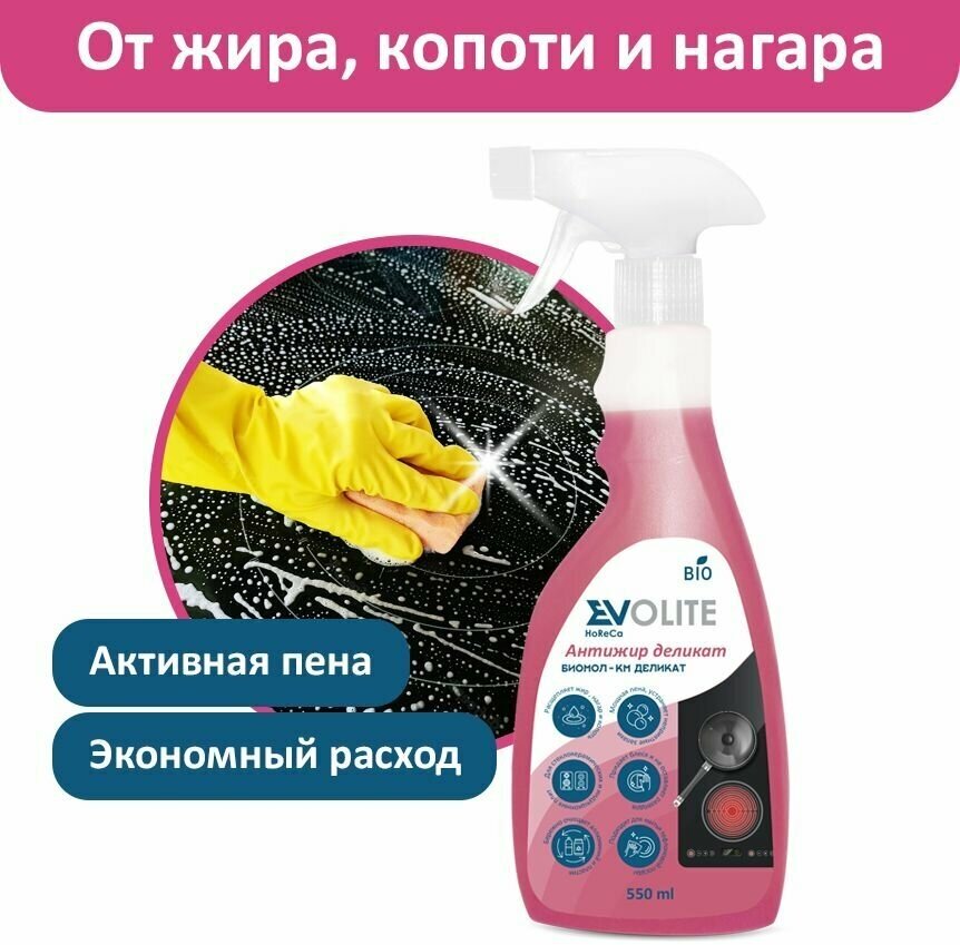 Чистящее средство для кухни Антижир для стеклокерамики деликат EVOLITE HoReCa, 550мл - фотография № 2