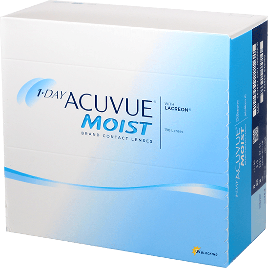 Контактные линзы ACUVUE 1-Day Moist (180 линз) +2.25 R 8.5, однодневные, прозрачные