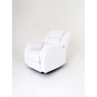 Кресло реклайнер с электроприводом, раскладывается на 180°, искусственная кожа, Белый