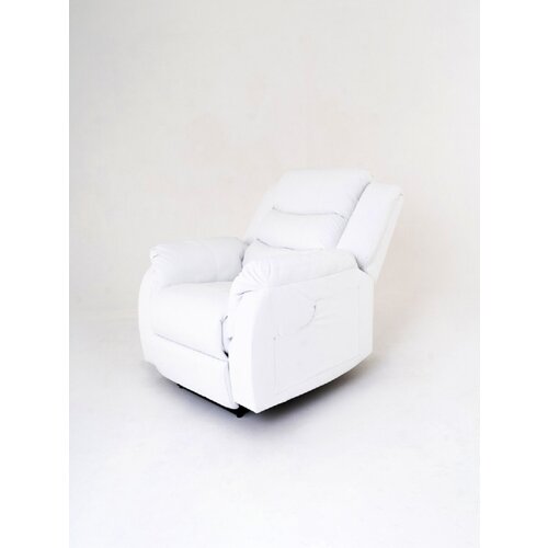 Кресло реклайнер с электроприводом, раскладывается на 180°, искусственная кожа, Белый