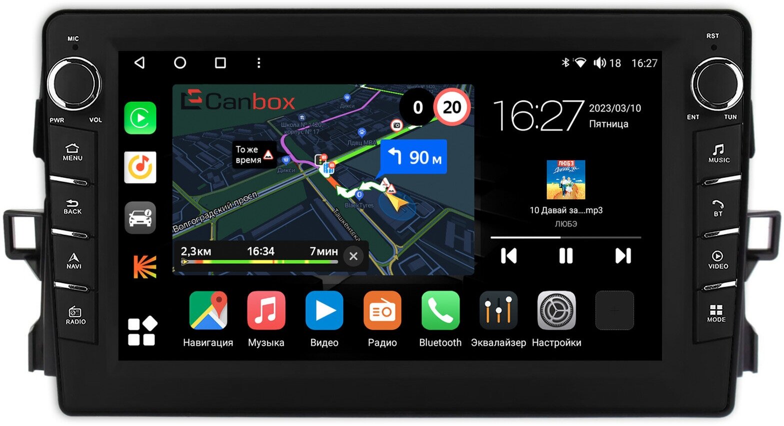 Штатная магнитола Canbox M-Line 7831-9427 Toyota Auris (2006-2012) Android 10 (4G-SIM, 2/32, DSP, IPS) С крутилками